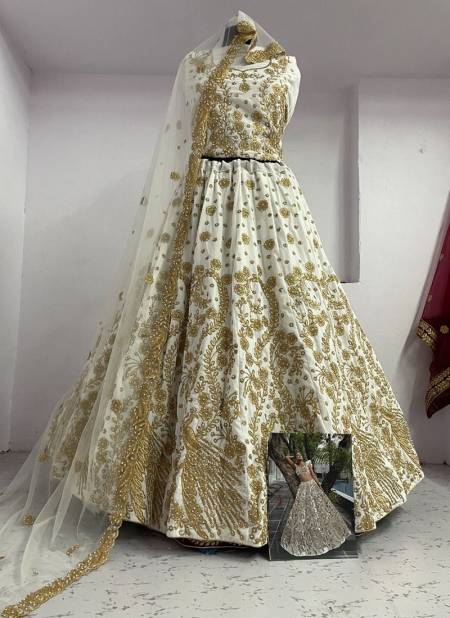 White Colour KB-1048 COLOURS Bridal Wedding Wear Heavy Work Designer Lahenga Choli Collection KB-1048 D